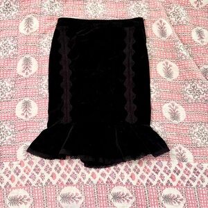 90s Vintage TRIPP NYC Gothic Black Velvet Corset Lace Skirt Size Small
